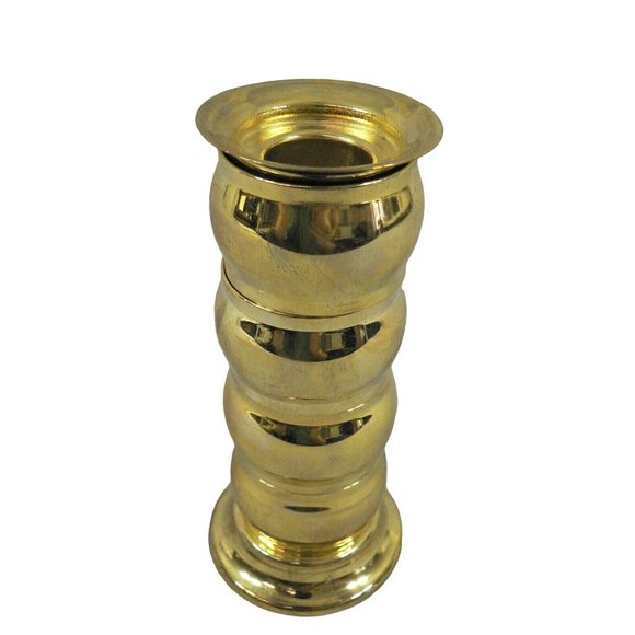 Candlestick Brass with Napkin Rings, Stacked on Brass Candlestick Base 4 Rings a - Picture 3 of 11